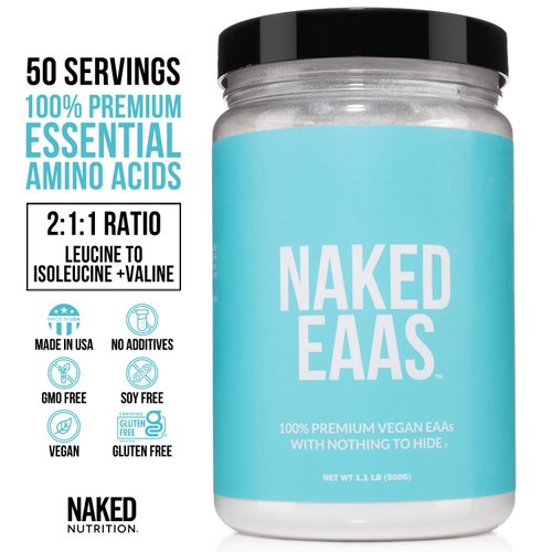 NAKED EAAs Amino Acids Powder - 50 Servings - Vegan Unflavored Essential Amino Acids 500 Grams - Instantized All Natural EAAs Powder Supplement