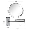 Ovente 7" Wall Mount Makeup Mirror, 1X & 7X Magnifier, Adjustable Spinning Double Sided Round Reflection, Extend, Retractable & Folding Arm, Bathroom & Vanity Décor, Polished Chrome MNLFW70CH1X7X