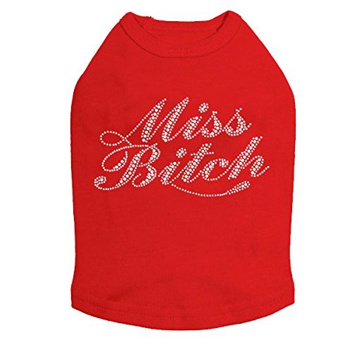 Miss Bitch (Rhinestone) Dog Shirt 4XL RED