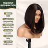 KOME Dark Brown Short Bob Wigs,Brown Straight Shoulder Length Wigs for Women,Middle Part Heat Resistant Fibre Synthetic Wig Daily Use…
