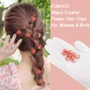 CUBACO Red Flower Clips for Women, 30pcs Mini Hair Clips Small Flower Hair clips for Girls Cute Flower Clips Crystal Hair Clips, Girls Tiny Hair ClipsRed Flower Hair Accessories