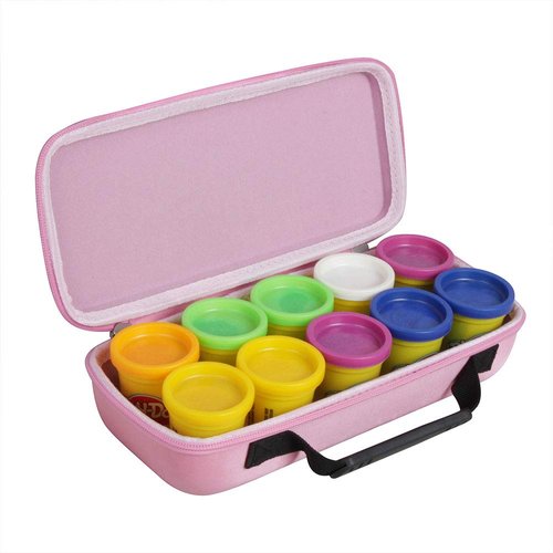 Hermitshell Hard Travel Case for Play-Doh Modeling Compound 10 Pack Case of Colors 2 Oz Cans (Only Case) (Pink)