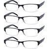 Eyekepper 4 Pack Classic Reading Glasses for Women and Men Two-Tone Readers Black-Clear Frame +0.75