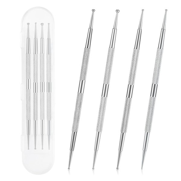 ASTER 4Pcs Nail Art Dotting Tools, Professional Ball End Nail Art Tools Dotting Pen Tool Nail Art Tip Stainless Steel Dot Paint Pens Manicure Kit for Home Beauty Nail Salon