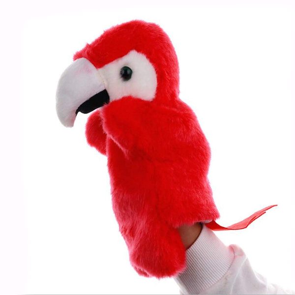 Plush Parrot Hand Puppets Birds Stuffed Animals Toys for Imaginative Pretend Play Storytelling Red