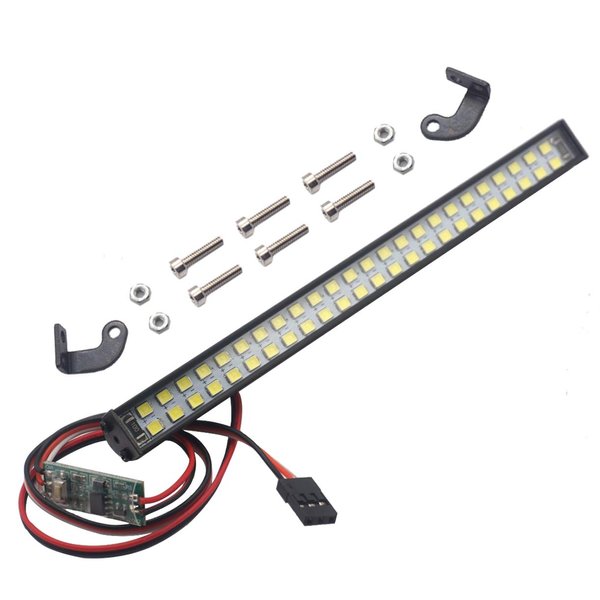 Vgoohobby RC Light Bar Roof Lamp Kit 48 Double Row Lights Compatible with Traxxas Slash Rustler Trx4 Axial SCX10 Tamiya D90 Gen8 1/10 RC Crawler (L Shape Universal Brackets)