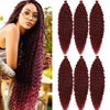 Ocean Wave Crochet Hair 18" 6 Packs Curly Deep Wave braiding hair Extensions Long Water Wave Twist Crochet Braids Hair for Women Synthetic Braid Hair(18 inch, Burgundy)