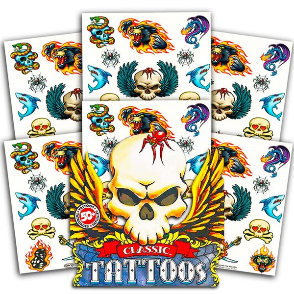Savvi American Traditional Temporary Tattoos Pack ~ 50 Count Classic Tattoos