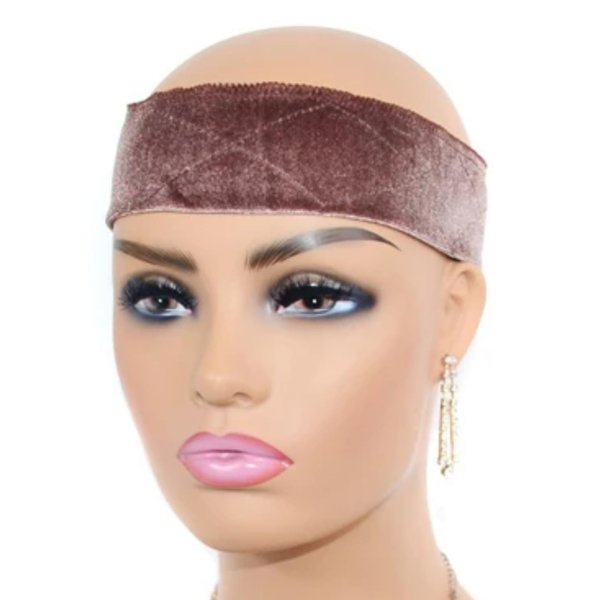 Mrs Gwen Hair Velvet Non Slip Wig Band Adjustable with Velcro Headband Wig Security With Swiss Lace Wear & Go Glueless Lace Wigs (Brown)