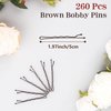 FVOLREM Bobby Pins Brown Hair, 260 Pcs 2.2 Inches Small Hair Pins for Girls and Women, Non Slip Bulk Hair Pins for Thick Hair, for All Hair