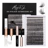 Lash Clusters DIY Lash Extension Kit 204pcs Individual Lashes Clusters Eyelash Extension Kit with Applicator and Lash Bond & Seal,Lash Extension Remover Mix 10-16mm C D Curl EASY TO USE-（DM27+DM28）