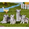 MAOMIA Miniature Dog Figurines Collection Playset 4pcs Mini Husky Puppy Dog Figures Animals Toy Cake Toppers Micro Landscape Decor Ornament