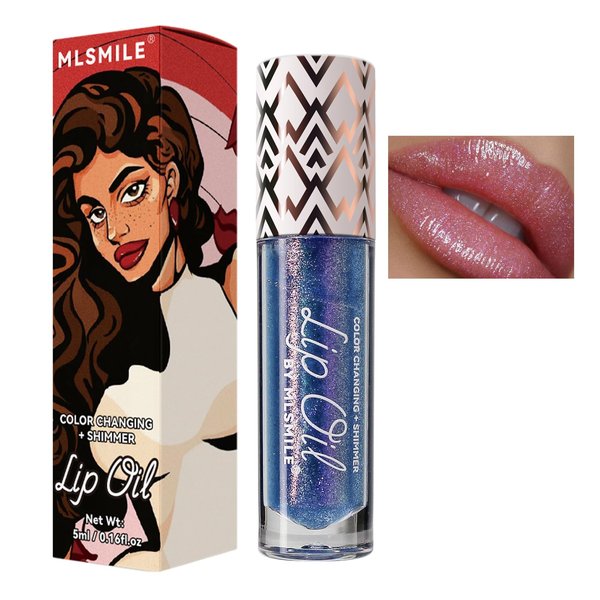 AKARY Color Changing Moisturizing Lip Glow Oil Plumping Shimming Glow Lipstick, Hydrating Lip Gloss Tinted Lip Balm Lip Care, Long Lasting Plumper Moisturizer Lip Oil Makeup Gift for Women, 04