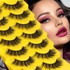 ESHARP False Eyelashes Fluffy Mink Lashes 15mm Wispy Cat Eye Lashes 3D Volume Handmade False Lashes Soft No Burden Natural Look Strip Lashes,7 Pairs Lashes Pack