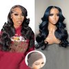 MSGEM Full Frontal Wigs Human Hair 13x4 HD Body Wave Lace Front Wigs Human Hair for Black Women 12A Brazilian Wigs 180 Density Pre Plucked Bleached Knots Lace Front Wig Natural Color 28 Inch