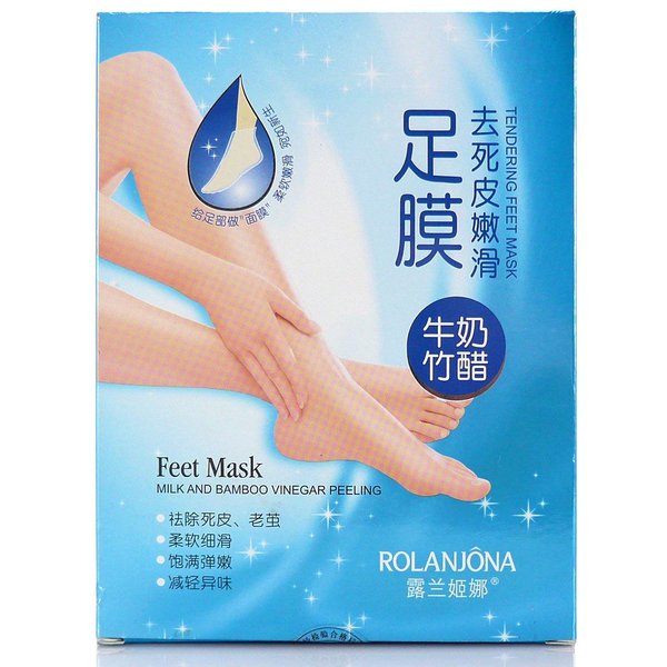 ROLANJONA Milk Bamboo Vinegar Foot Feet Baby Mask Peeling Tendering Dead Skin Remover (7PCS BOX)