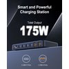 175W USB-C Charger, Ultra-Thin 6 Ports GaN Fast Charging Station, PPS PD 100W Laptop Charger Adapter, LCD Display, Compatible with MacBook Pro/Air, iPhone 15/14/13, Pixel, Galaxy, and More