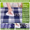 Picnic Table Cover with Bench Covers Camping Essentials Waterproof Windproof Camping Tablecloth with Drawstring Bag, Fitted Rectangle Tables and Seats, 72in, Blue Checkered