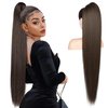 REECHO Ponytail Extension Long Straight Drawstring Fake Pony Tails Hair Extensions Natural Soft Hairpieces Clip Hair Extension Ponytails for Women Girls, 36 Inch/Black Brown