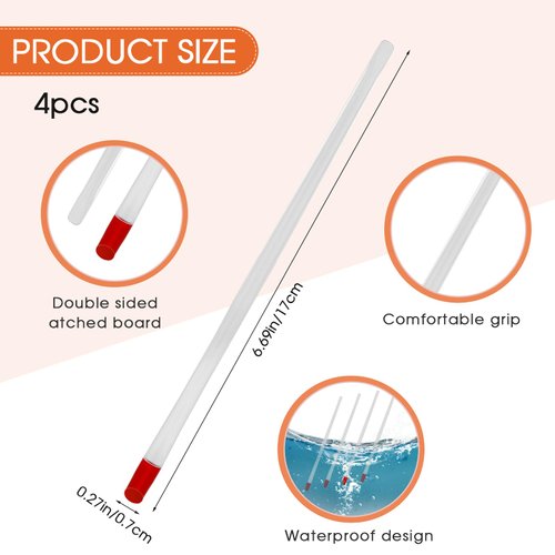 17cm Rubber Cuticle Pusher Cleaner, 4 Pieces Red Hard Rubber End Tipped Nail Art Tool Cuticle Pusher Cleaner And Professional Plastic Handle Cuticle Stick for Hand Care Nail, Nail Cleaner Tool