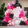BlissBash 125PCS Pink Bow Balloon Arch Garland Kit, Pink and Black Balloons for Cartoon Mouse Birthday Party Decorations, Baby Shower Supplies, Bow Balloon Garland Set
