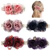 inSowni 5 Pack Glitter Sparkly Rhinestone Metal French Barrettes with Rose Flower Floral Alligator Snap Hair Clips Accessories for Women Girls