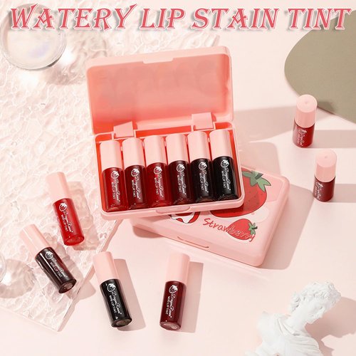 Yishifa 6 Colors Lip Tint Stain Mini Liquid Lipstick, Korean Lip Gloss Moisturizing Natural Velvet Lip Tint, Waterproof Longwear Liquid Blush & Lip Stain, Vivid Color Lip Tint Makeup