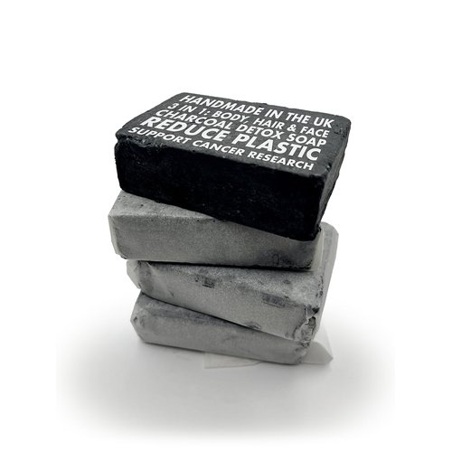 fkd. 6 Pack. Luxury 3-in-1 Hand made, Charcoal detox soap bar for men (Face, Body & Hair)., Black