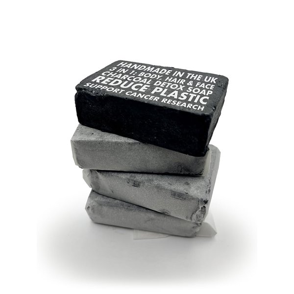 fkd. 6 Pack. Luxury 3-in-1 Hand made, Charcoal detox soap bar for men (Face, Body & Hair)., Black