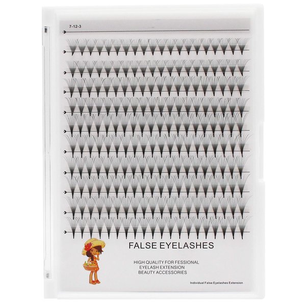 Hannahool 12D Natural Long Premade Volume Eye Lashes Extensions Long Stem Soft Light Mixed 8-10-12-14mm/10-12-14-16mm/12-13-15-16mm/12-14-16mm/14-15-16mm Iindividual False Eyelashes Cluster (12-14-16mm)