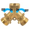 Hourleey Brass Garden Hose Splitter (2 Way), Solid Brass Hose Y Splitter 2 Valves with 2 Extra Rubber Washers (2 Pack)