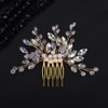 Teyglen Bridal Crystal Hair Comb Gold Rhinestone Pearl Wedding Hair Comb Hair Accessories for Bride Wedding Headpiece Boho Crystal Hair Piece for Women Girls (Gold)