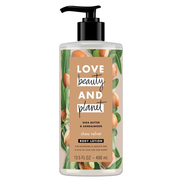 Love Beauty and Planet Shea Velvet Body Lotion for Nourished Skin Shea Butter & Sandalwood Natural Ingredients, Plant-Based Moisturizer, Vegan, Cruelty-Free 13.5 oz