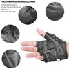 Kango Leather Padded Breathable Fingerless Workout Gloves, Crochet Back, Black (Small)