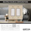 Questech Decor Double Rocker Light Switch Cover, 2-Gang Electrical Wall Plate, Double Switch Decorator Standard Size GFCI Receptacle Cover, Decorative Wall Plate Tumbled Texture, Travertine