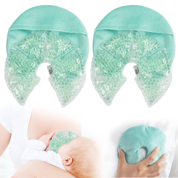 Hot Cold Gel Bead Breast Therapy Pack,Breast Ice Packs for Breastfeeding,Relief for Breastfeeding,Nursing Pain, Mastitis,Engorgement,Plugged Ducts, Boost Milk Let-Down & Production (#8 blue)