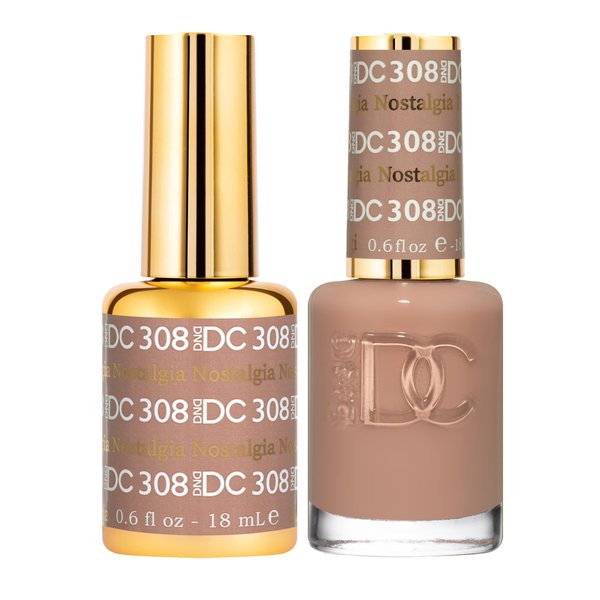 DND Gel Polish Set - 1 each of Brown Gel Polish and Brown Nail Polish, 308 Nostalgia, 0.5 Fl Oz