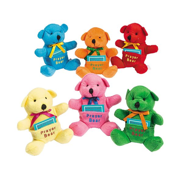 Fun Express Plush Prayer Stuffed Animal Teddy Bears - Set of 12 - Religious Toys and Stocking Stuffers