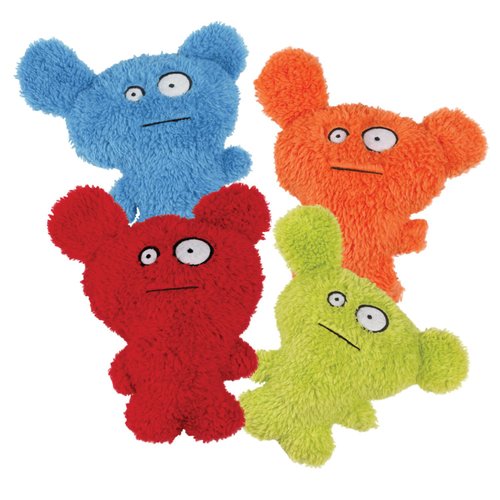 Grriggles Furzies Plush Dog Toy with Squeaker, 6-Inch, Green