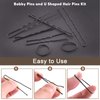 Wokape 380Pcs 2 Inch Black Bobby Pins and 2.4 Inch U Shaped Hair Pins with Black Rubber Bands Soft Elastic Bands Assortment Kit , Blonde Hair Pins for Buns Women Girls with Storage Box