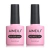 AIMEILI 5 in 1 Builder Base Clear Builder Nail Gel for Nails Extension and No Wipe Top Set Soak Off U V LED Gel Nail Lacquer