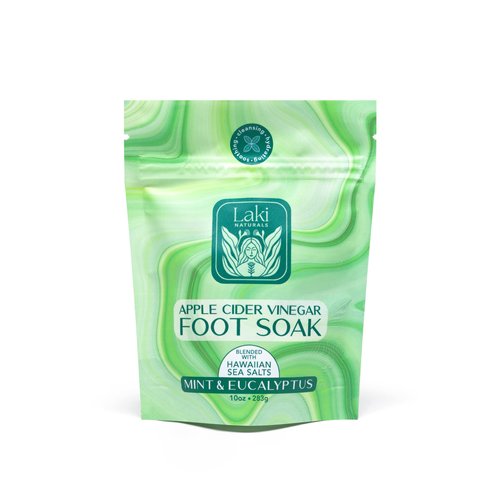 Laki Naturals Apple Cider Vinegar Foot Soak, Foot Detox Soak, Pedicure Soak, Foot Soak Callus Remover, Foot Treatment, Epsom Salt Foot Soak with Hawaiian Sea Salts (10 oz) (Mint & Eucalyptus)