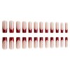MERVF Long Square Press on Nails Red French Tip Fake Nails Squoval Glue on Nails Press on Artificial Acrylic Nails 24pcs Glossy False Nails with Design