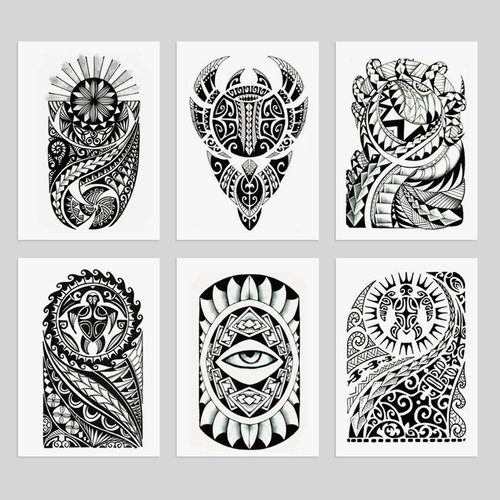 Oottati 6 Sheets Arm Leg Waterproof Temporary Tattoos Shoulder Turtle Sun Eye Totem