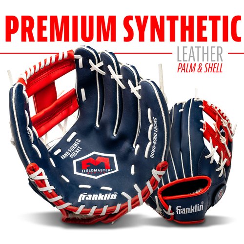 Franklin Sports Baseball and Softball Glove - Field Master - Baseball and Softball Mitt, Red, White, Blue, 11.0"