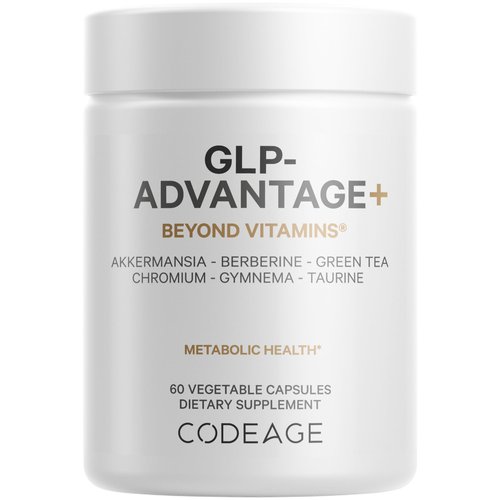 Codeage GLP-Advantage+ Supplement - Metabolic & GLP-1 Activity Support - Chromium, Berberine, Green Tea, Gymnema, Curcumin, Taurine, Resveratrol - Weight Management & Gut Health, Non-GMO - 60 Capsules
