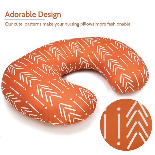 Jundetye Baby Nursing Pillow Cover, Breastfeeding Pillow Cover Boys Girls, Nursing Pillow Case for Newborn, Soft Fabric Fits Snug On Infant, Washable & Breathable, Vintage Orange