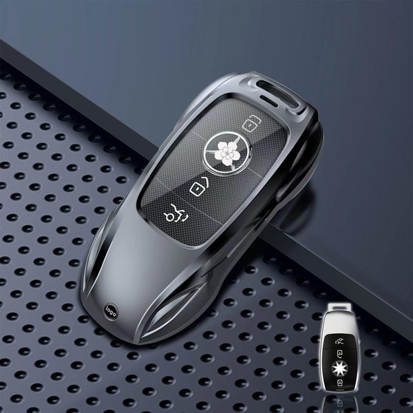 IUIU Compatible with Mercedes Benz Key Fob Cover Metal Black, Protectior Case for A-Class C-Class C300 C63 CLA CLS E-Class E300/ E400/ E63 G-Class GL/GLK GLA Smart Key (A Style)