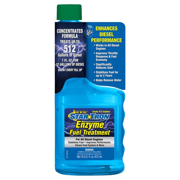 Star Tron Super Concentrated Diesel Formula - Enzyme Fuel Treatment for Enhanced Engine Performance - 1 Oz Treats 32 Gallons - Stabilize & Rejuvenate Diesel, Biodiesel & All Regular Gasoline 16 OZ