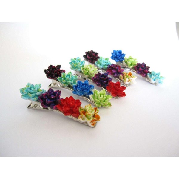 Generic Hawaiian flower multi color alligator hair clip for fine thin hair (Clip quantity: 2 clips), 1 Count (Pack of 1)